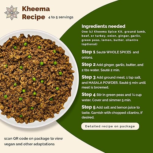 Miniatura 4 de Variedad de curry de carne (paquete de 3)  Kheema, Rogan Josh & Vindaloo Masala y kit de especias enteras  Auténtica mezcla de condimentos indios