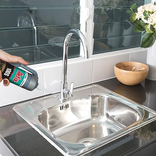 Miniatura 3 de Akfix Calafateo de silicona blanca 100S  Sellador de baño y cocina, aplicaciones sanitarias, sellador de silicona resistente al agua para ducha,