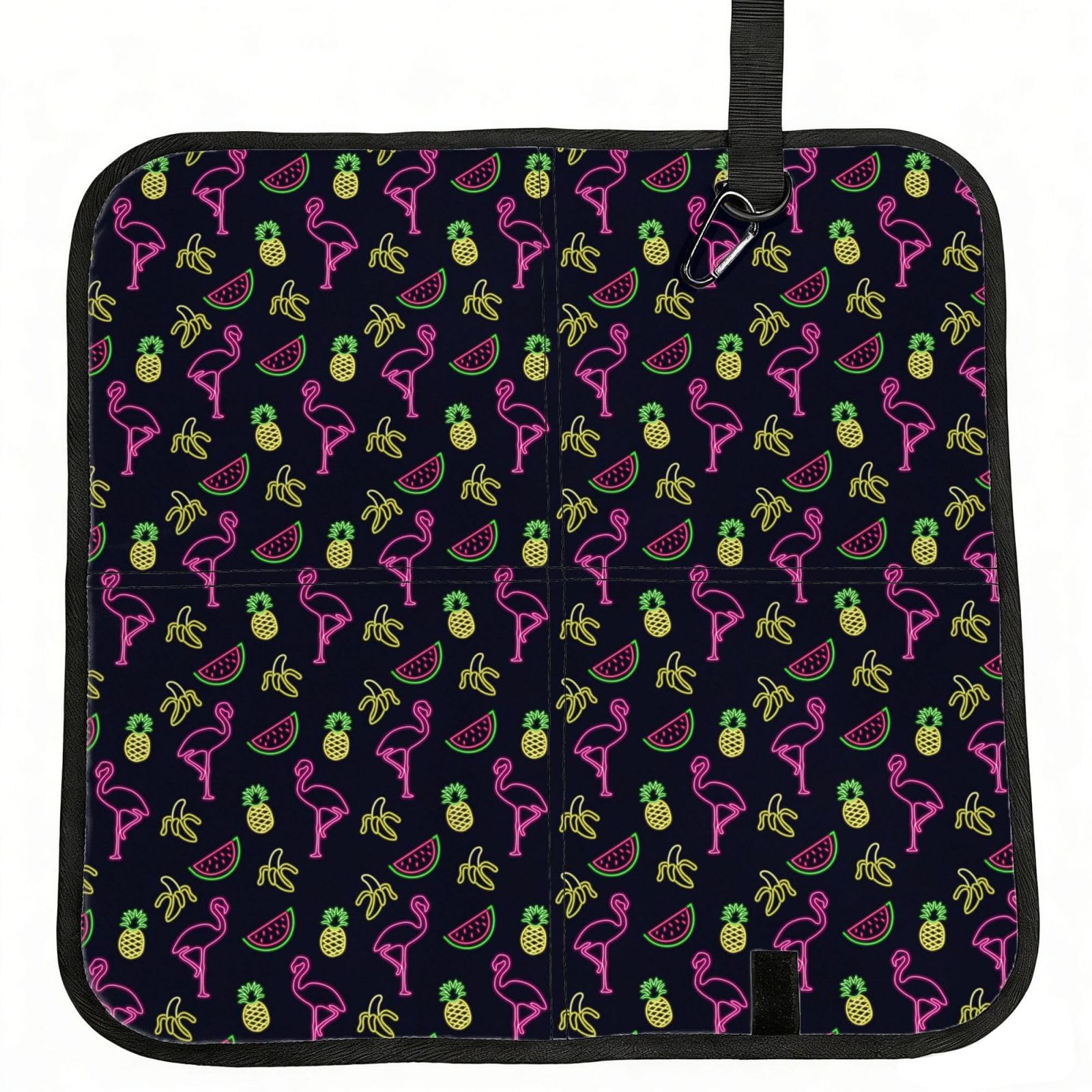 SDEGTHO Pineapple Banana Flamingo Printed Foldable Seat Pad with Closure, Lightweight Cushion for Airplane Travel Camping