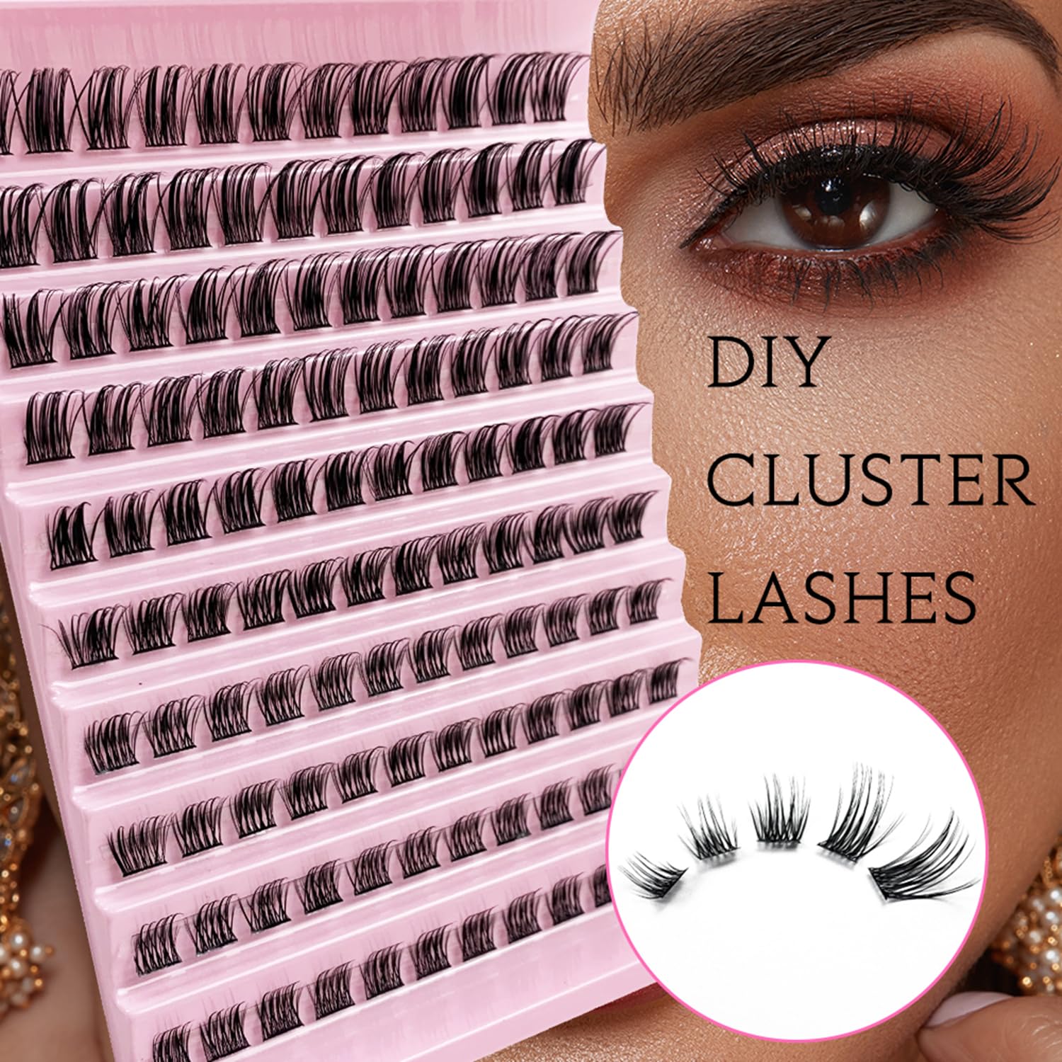 Selawasty Lash Clusters Eyelashes Cluster Lashes Individual Lashes Eyelash Extensions DIY Lash Extensions D Curl Volume Wispy Soft Comfortable Band Individual False Lashes 120Pcs(8-16mm-S-D05) - Image 2