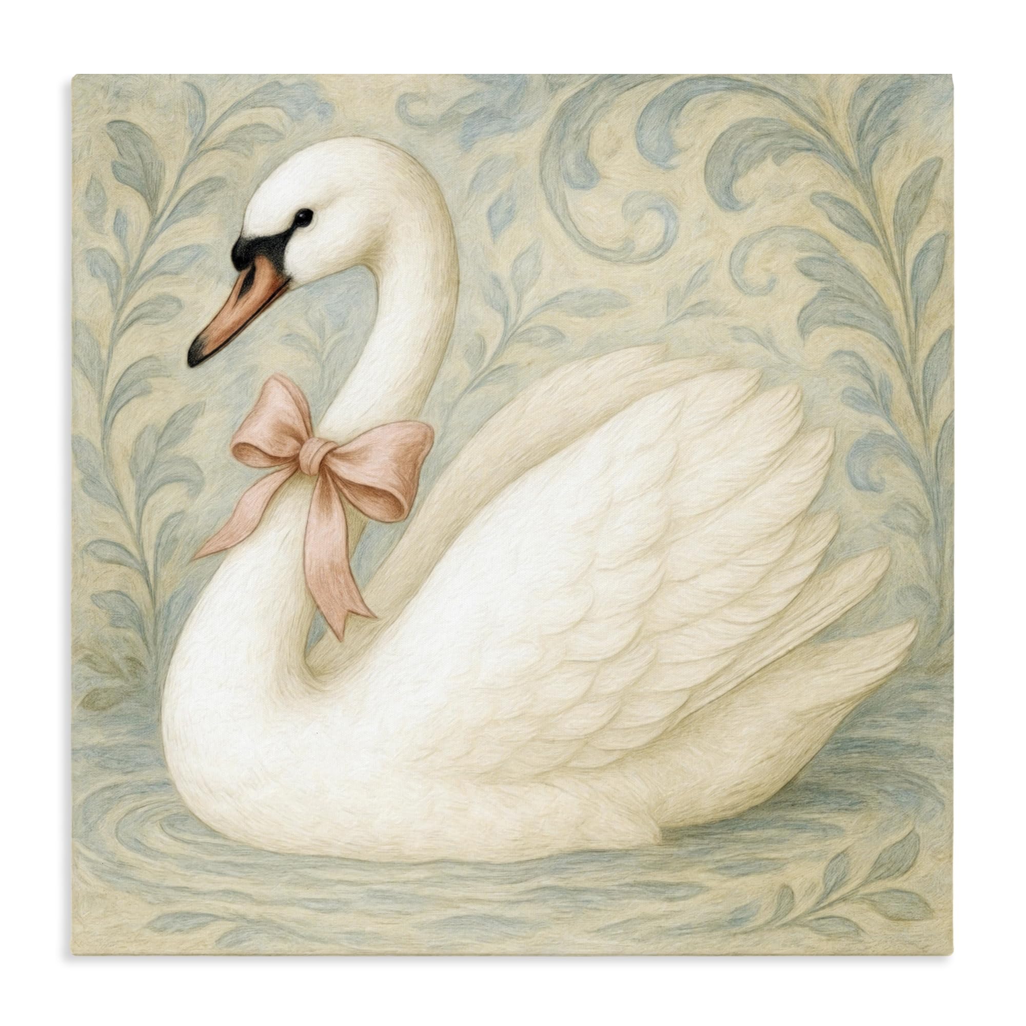 Stupell Industries 'Vintage Leaves Swan', Canvas Art, 17 x 17