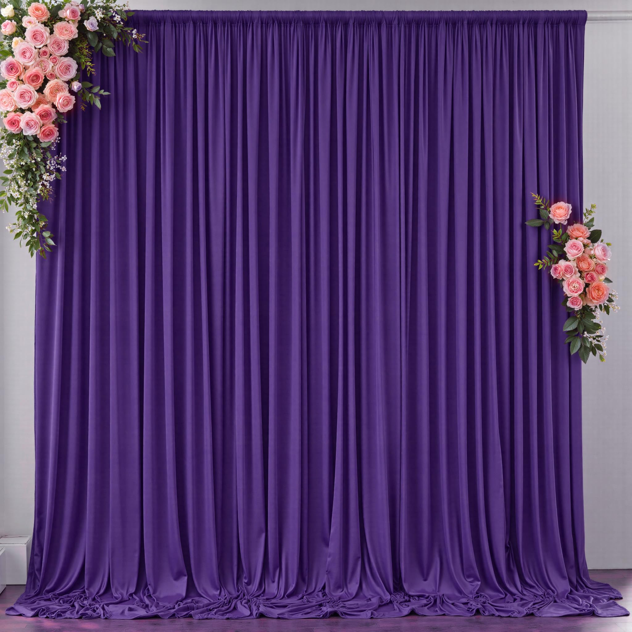 Photo 1 of 10 ft x 10 ft Wrinkle Free Purple Backdrop Curtain for Parties, Polyester Purple Photo Backdrop Drapes for Wedding Birthday Girls Party Mermaid Baby Shower,5ft x 10ft,2 Panels