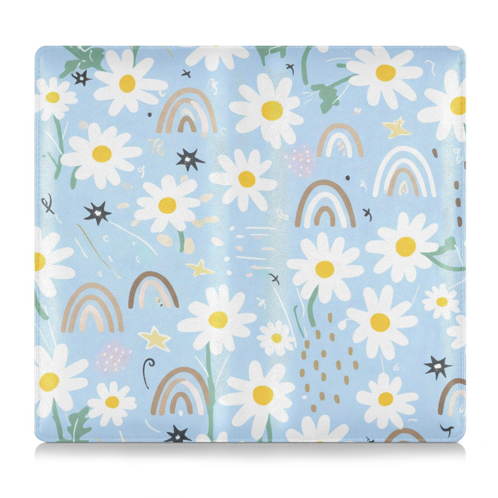 BURSTDDY White Daisies Leather Car Registration and Insurance Holder,Registration and Insurance Card Holder Glove Box Car Organizer Car Document Holder for Cards, Driver License