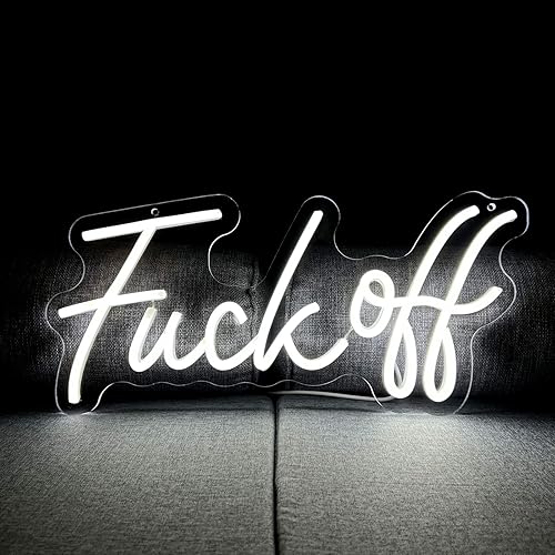 Letreros de neón con texto en inglés "Fuck off", letrero de luz de neón blanca con USBinterruptor, para decoración de pared, palabras, luz LED para