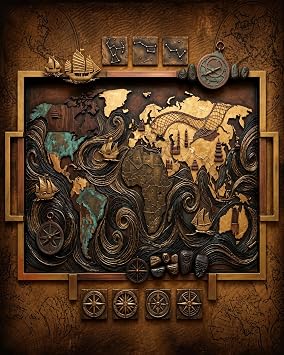 BYBARS Vintage D nya Haritas  Duvar Dekoru 40x50 cm   3 mm Forex Tablo Retro Alt n Siyah Tasar m