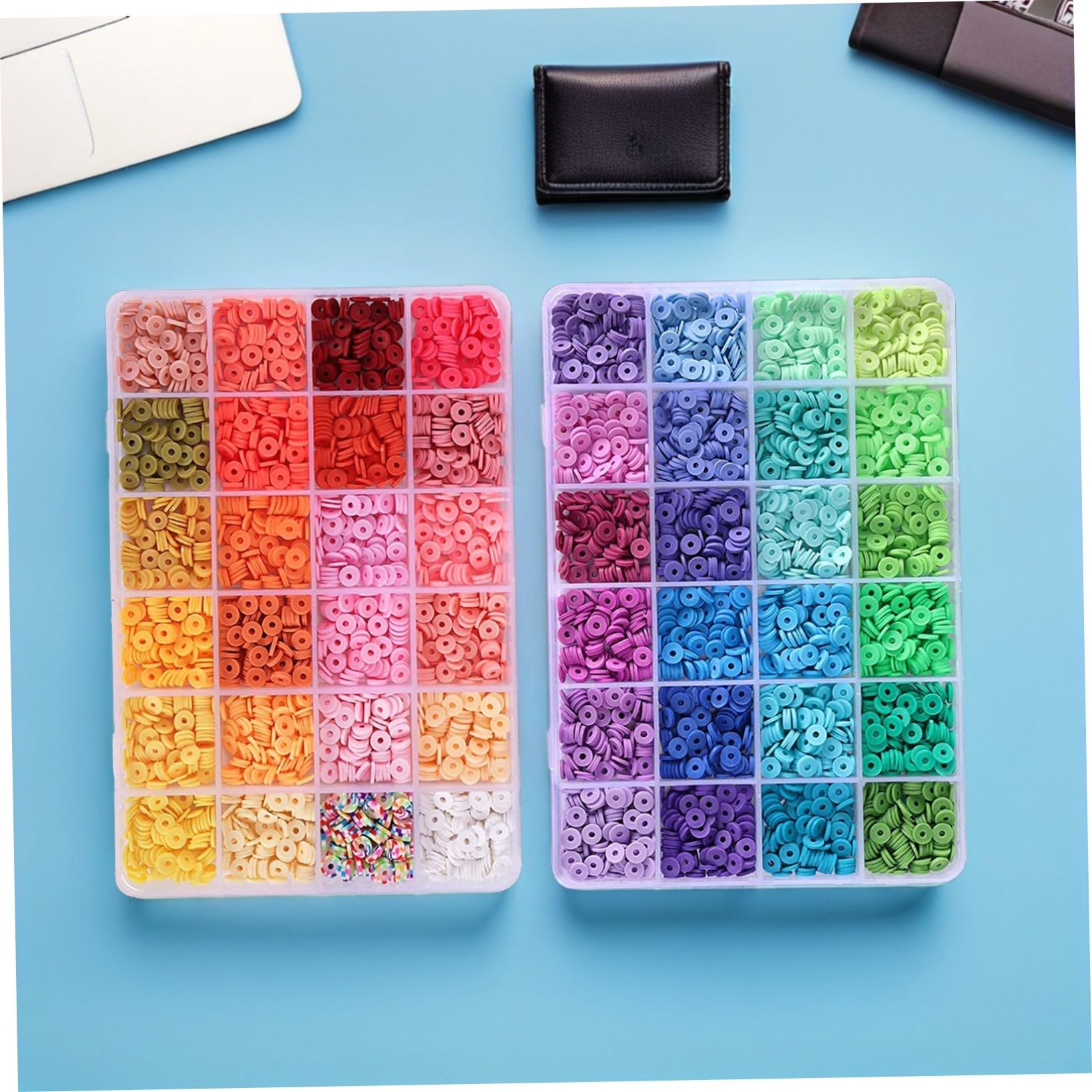 NOLITOY Kit Perla Argilla Fai da Te 48 Colori 4800 Pezzi Accessori e Filo Elastico per Creazione Braccialetti Collane e Gioielli Creativo per Ragazzo Ragazza e Adulti Hobby Artigianali