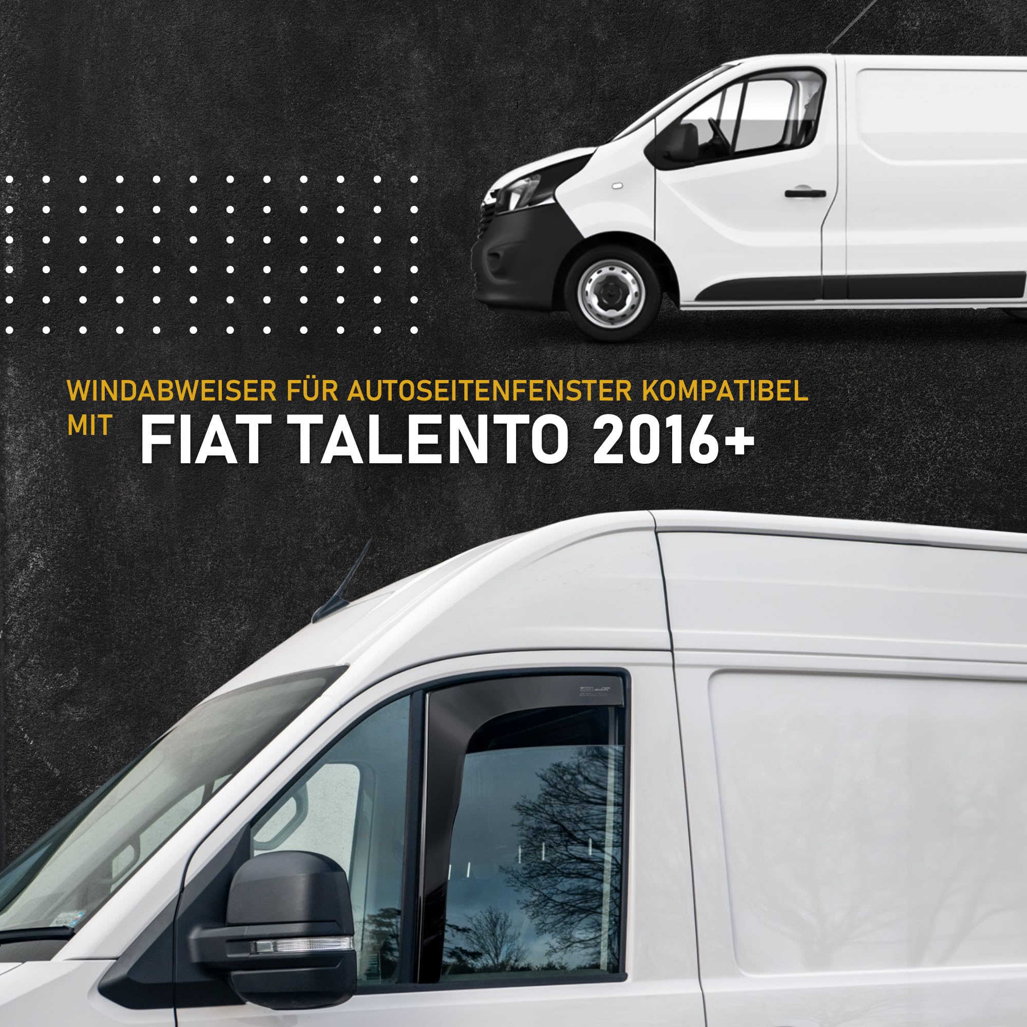 CHROMEMASTER HEKO Side Window Deflectors For Fiat Talento 2016+ - Front Pair, Tinted