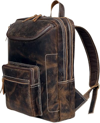 Mochila de cuero vintage para hombre bolsa para laptop de 156 pulgadas gran capacidad viajes negocios senderismo hombro viajes viajes oficina