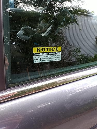 Miniatura 5 de TOTOMO Juego de 8 calcomanías de consentimiento para grabación de audio y video, letreros autoadhesivos de 3 x 1.5 pulgadas (4 adhesivos frontales y