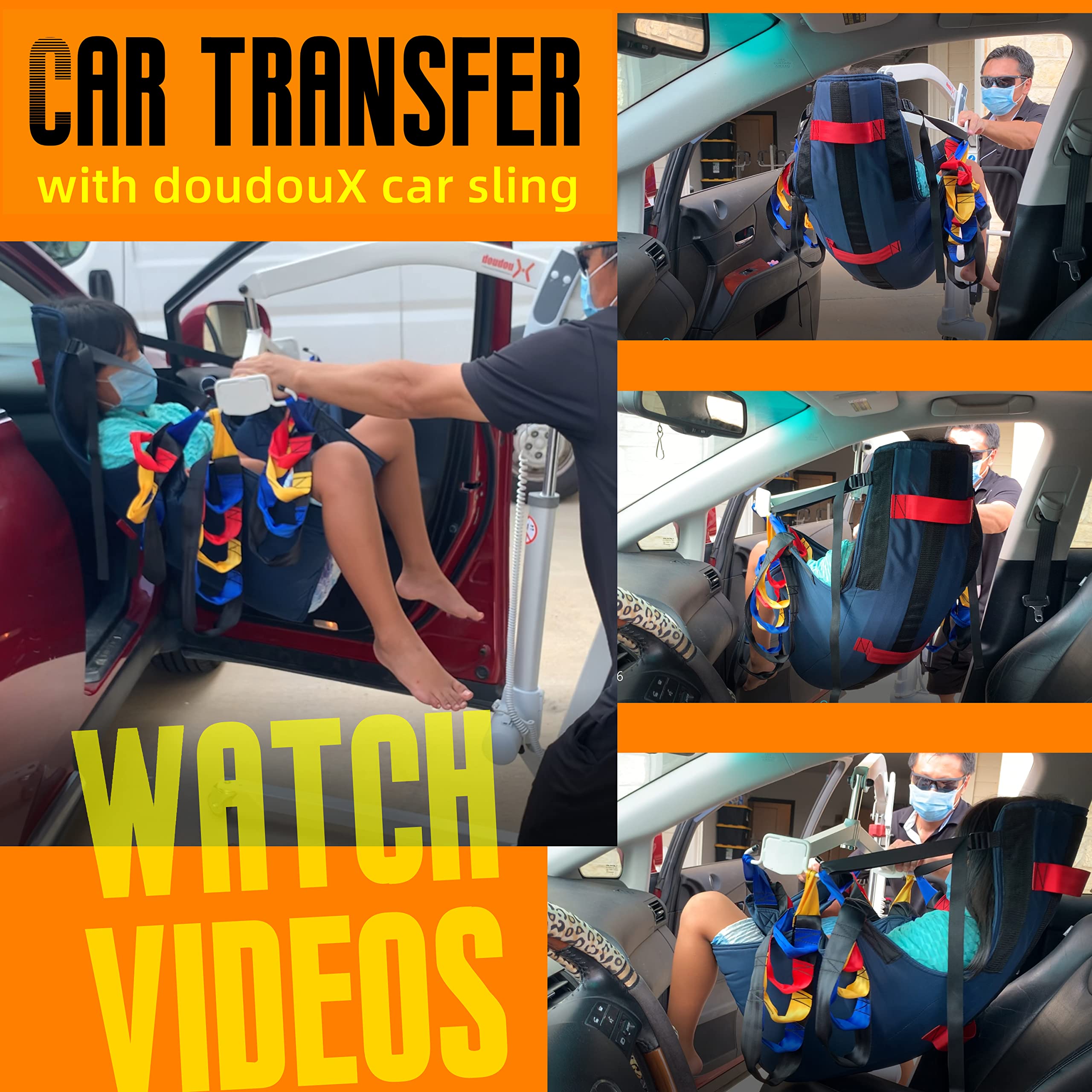 doudouX Patient Lift Sling, Car Tranfer Sling, M for 80-250 pounds