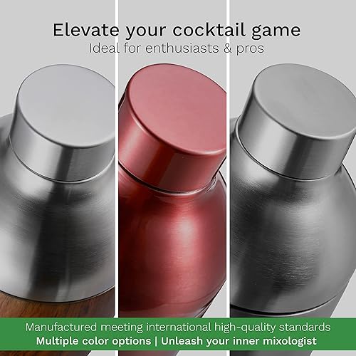 Miniatura 6 de The Mixologer Coctelera y vaso  Mezclador de bebidas de acero inoxidable de 19 onzas con medidas integradas, diseño a prueba de fugas y aislamiento