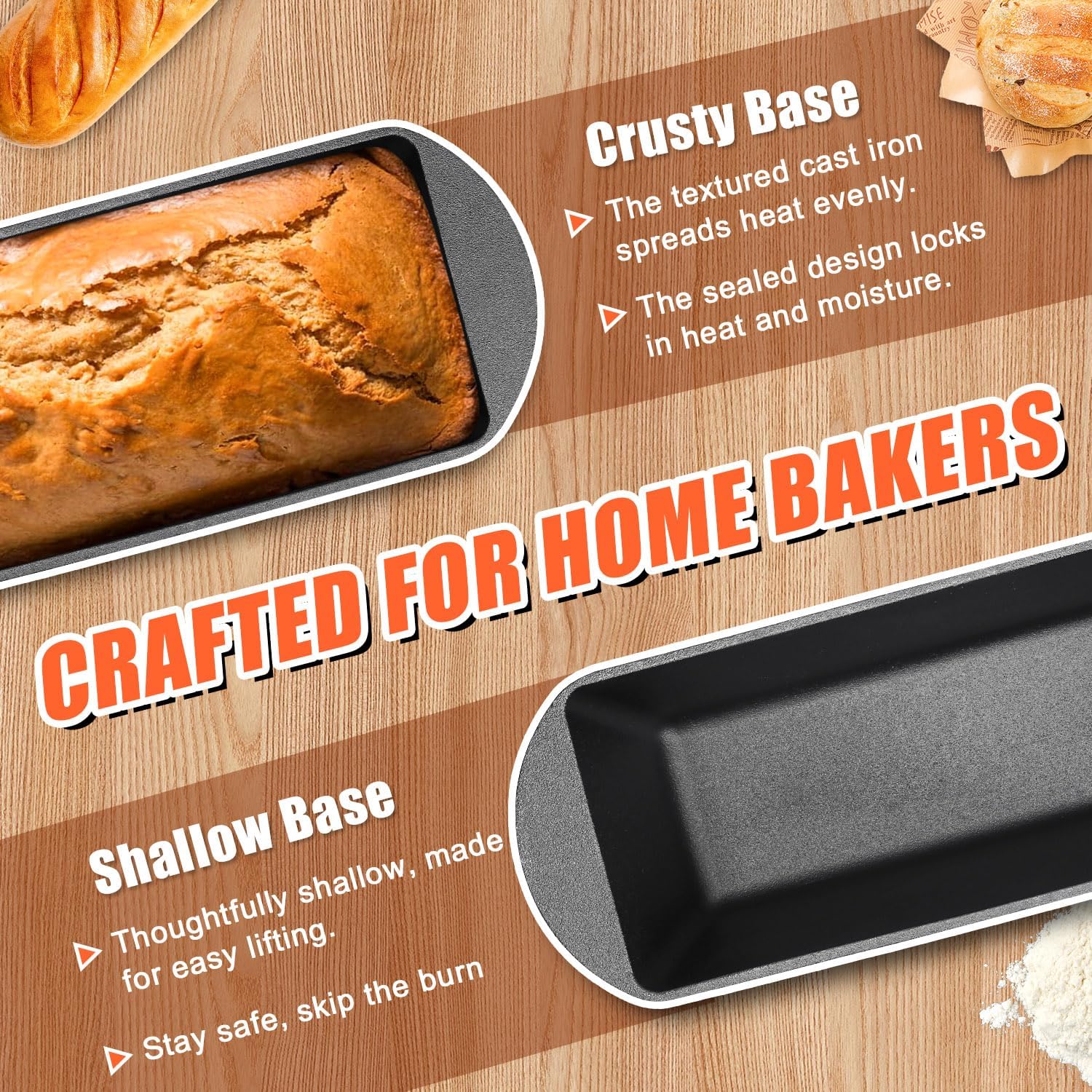 GFTIME Casseruola in Ghisa 36cm per Pane, con Coperchio - Robusta e Ideale per Pane