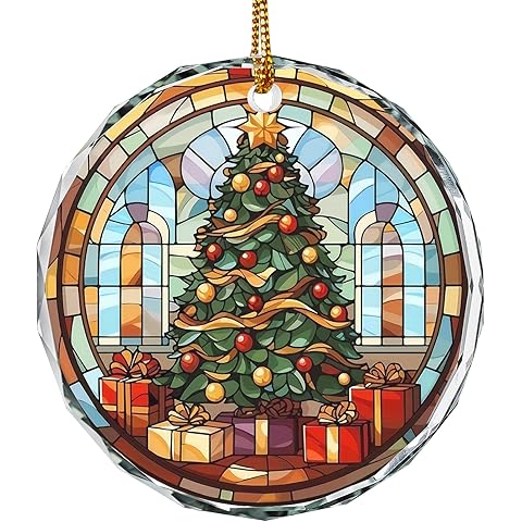 Christmas Ornaments Crystal Hanging Decor, Christmas Tree Glass Hanging Ornament fo...