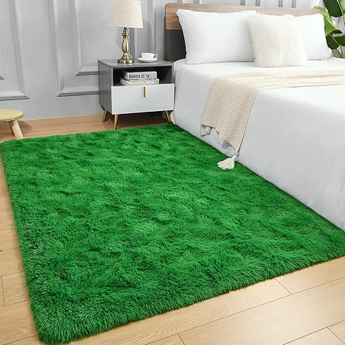 Miniatura 2 de AROGAN Alfombra Shaggy Suave de Lujo, 3x5 Pies Verde Esponjosa para Dormitorio para Sala de Estar, Sala de Juegos de Niños y Niñas, Habitación de