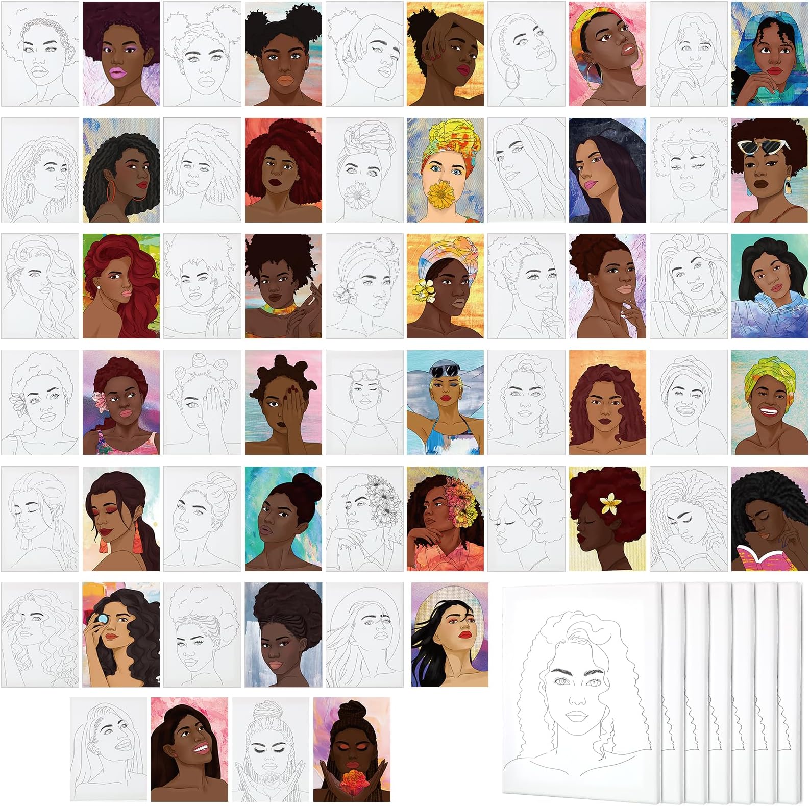 Ctosree 12 Pcs Pre Drawn Canvas for Painting for Adults 8