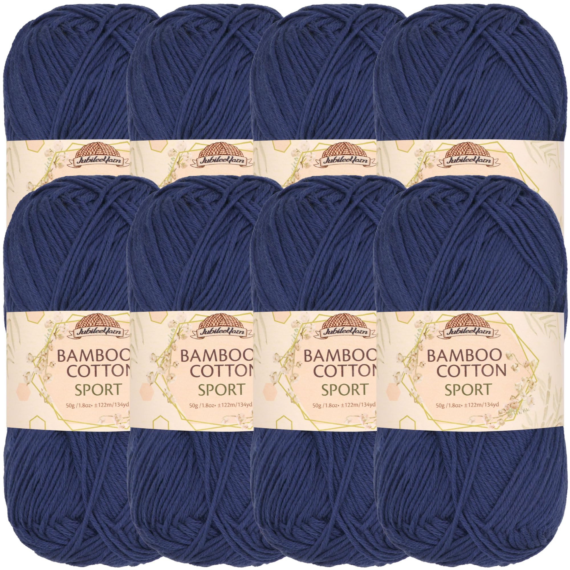 JubileeYarn Bamboo Cotton Sport Yarn - 50g/Skein - Cold Night Blue - 8 Skeins — image 1