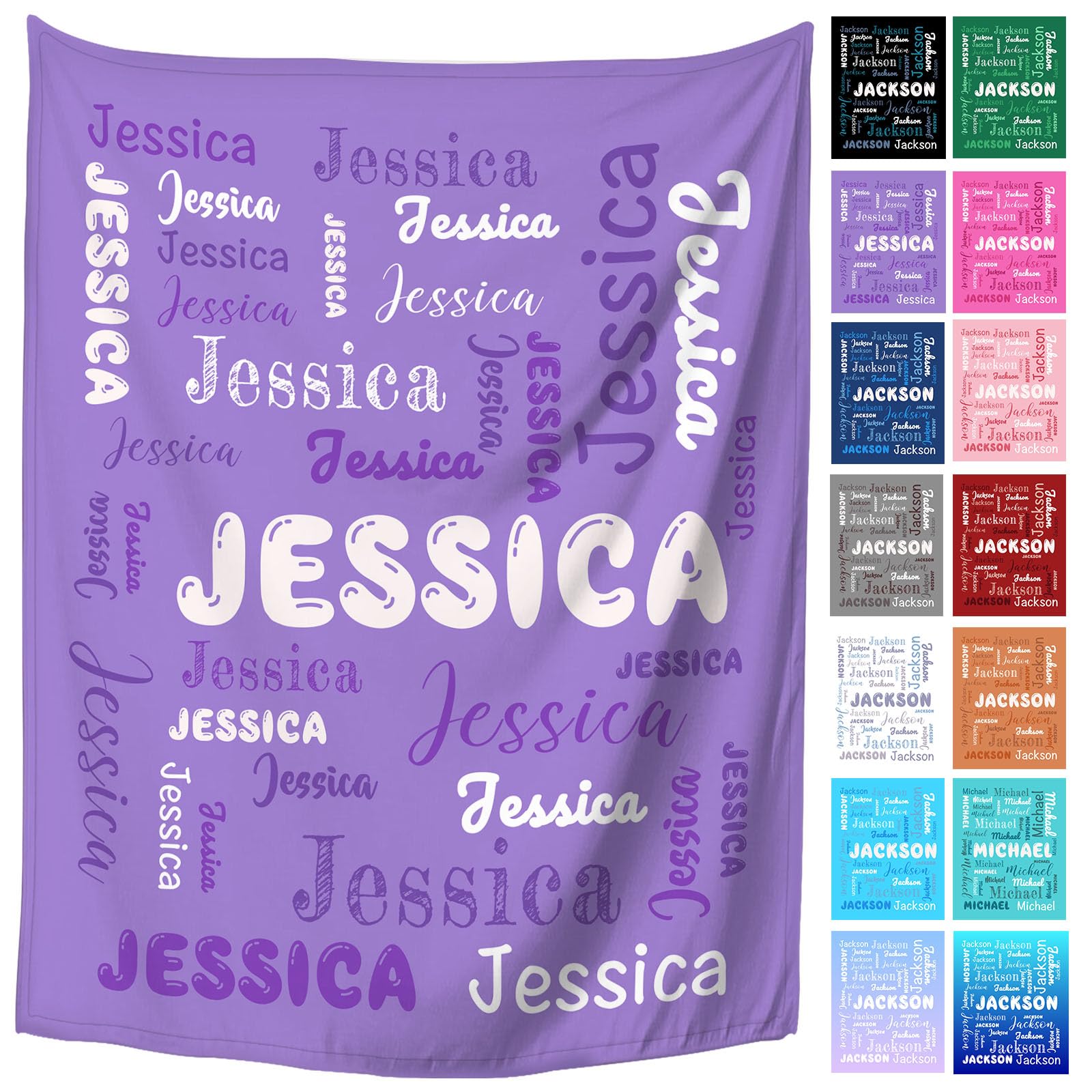 PFTPOW Personalized Blankets for Kids Adults Custom Name Blanket Customized Baby Blankets with Names Gifts for Christmas Birthday Valentines Day 40''