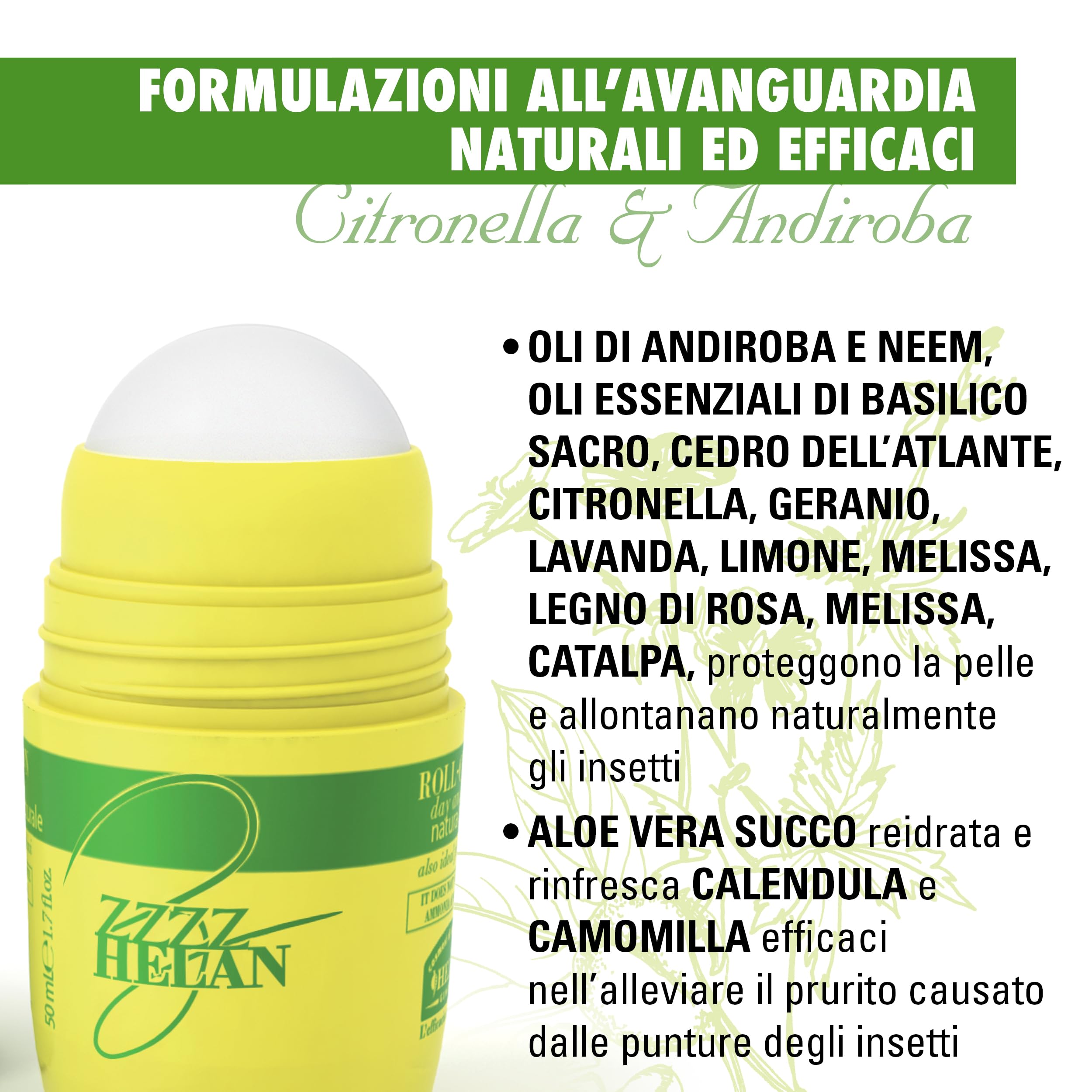Helan, Zanzhelan, Gel Roll-On Protezione Bambini e Neonati Ecologico, Naturale con Aloe Vera per Zanzare e Insetti, Senza Ammoniaca, Parabeni e Siliconi, 100 ml - Made in Italy