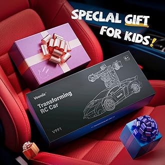 V991 2-in-1 Transform Robot RC Car, 1:10 Large Transform Toys Remote Control Car with Gesture Sensing, One-Key Deformation, LED Lights & Sound Effects, Cool Toy Gift for Boys and Girls 4-6 7 8 9(Red)