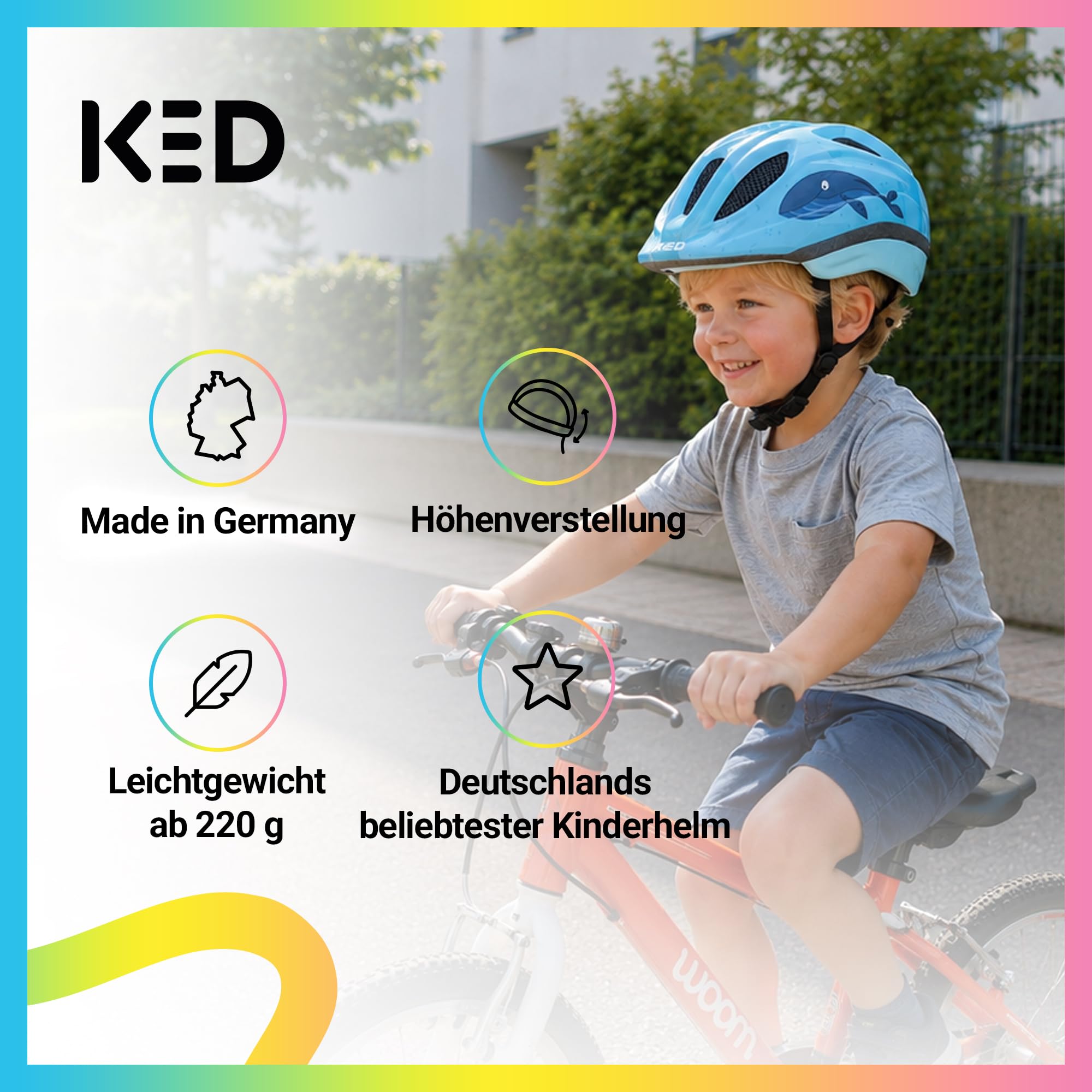 KED Meggy II Trend Fahrradhelm Für Kinder – Made In Germany, LED Rücklicht, MaxShell Technologie Und Präzise Größenverstellung