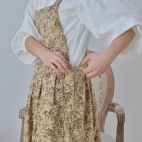 Miniatura 5 de Delantal de cocina para adultos, diseño floral, de algodón, impermeable, ajustable, con bolsillo