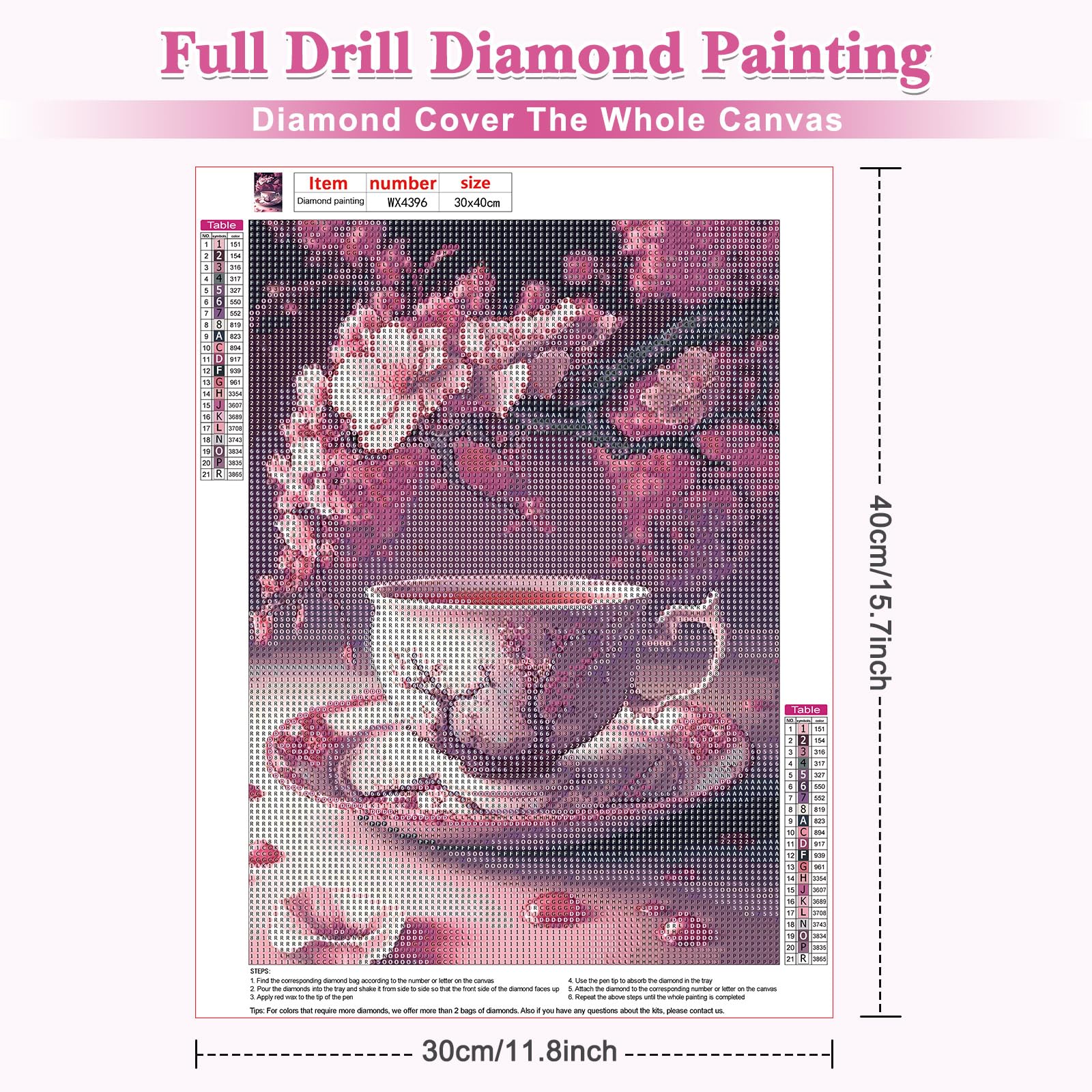 QINRUBB Diamond Painting Blumen 30x40cm - 5D Diamant Malerei Set Rund