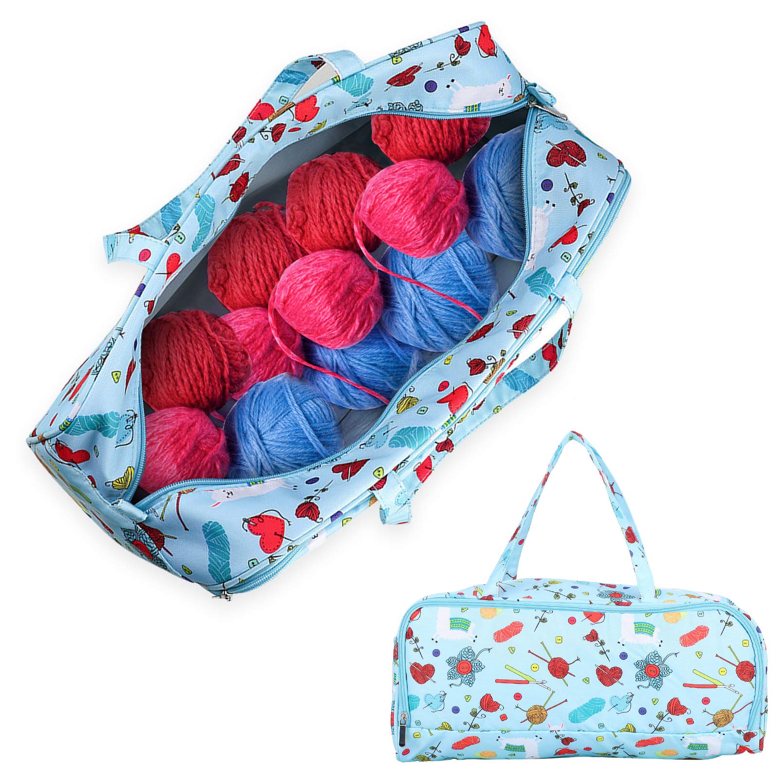Tyenaza Borsa per Lavori a Maglia, Borsa per Riporre i Filati, Borsa a Punto Croce, Borsa per la Conservazione del Filato, Ferri da Maglia, Uncinetti e Altri Accessori, Large