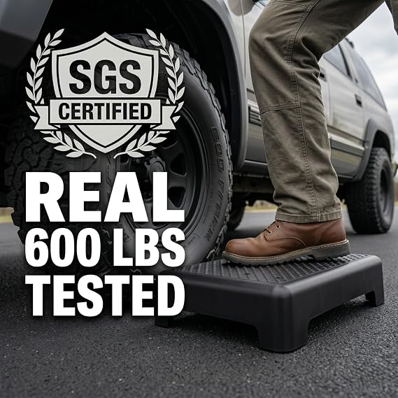 GWNF 3.35 Step Stool, SGS-Tested 600 lb, for Adults & Seniors, White/Grey