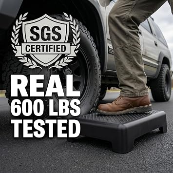 GWNF 3.35 Step Stool, SGS-Tested 600 lb, for Adults & Seniors, White/Grey
