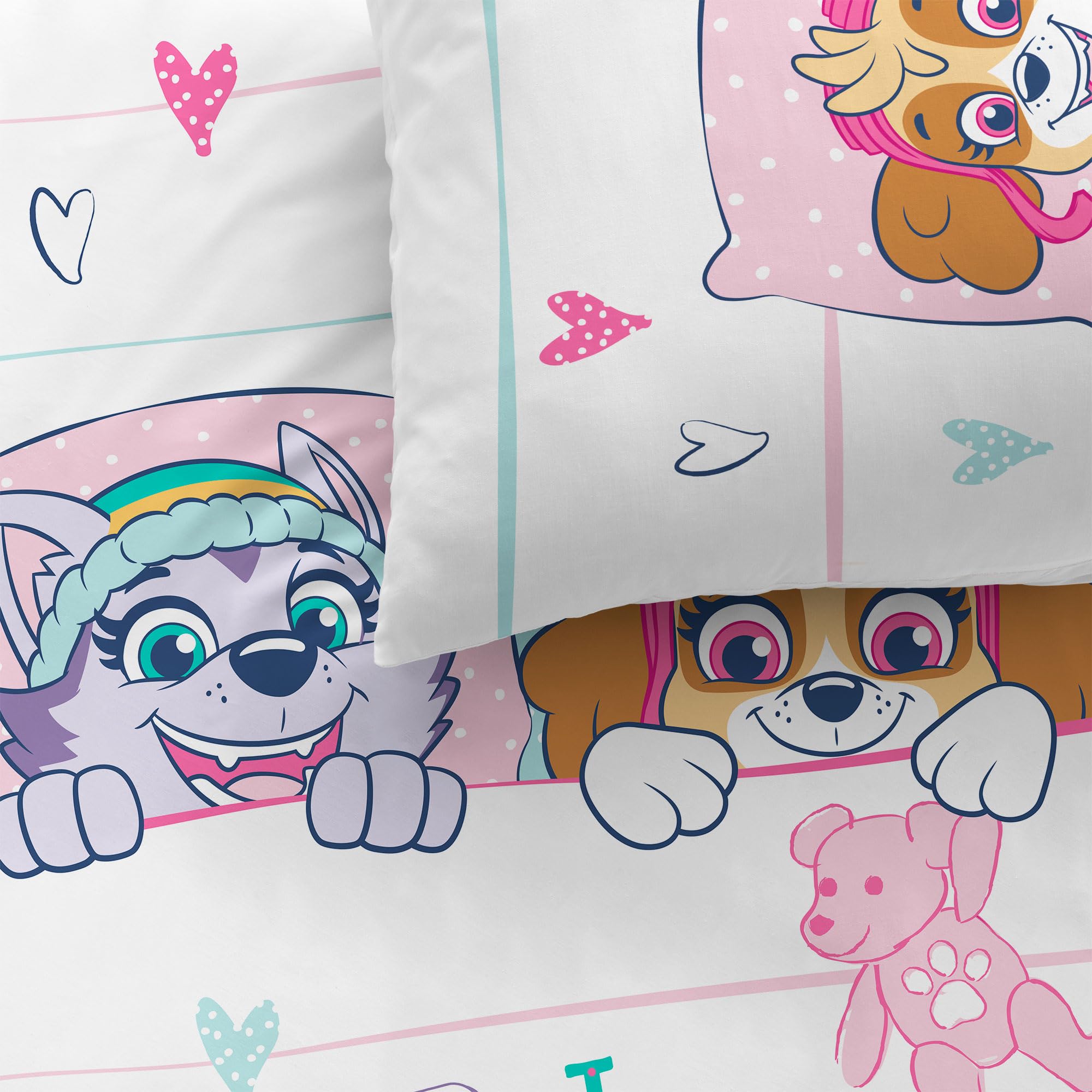 Paw Patrol WAF Set Letto Bimbo 100% Cotone - Copripiumino 140x200 + Federa 63x63 - Blu