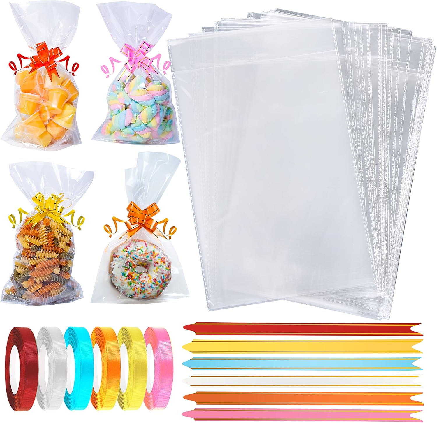 Cellophane Bags Pack of 60 (6 x 10 Inches) Food Safe Sweet Bags Cookie