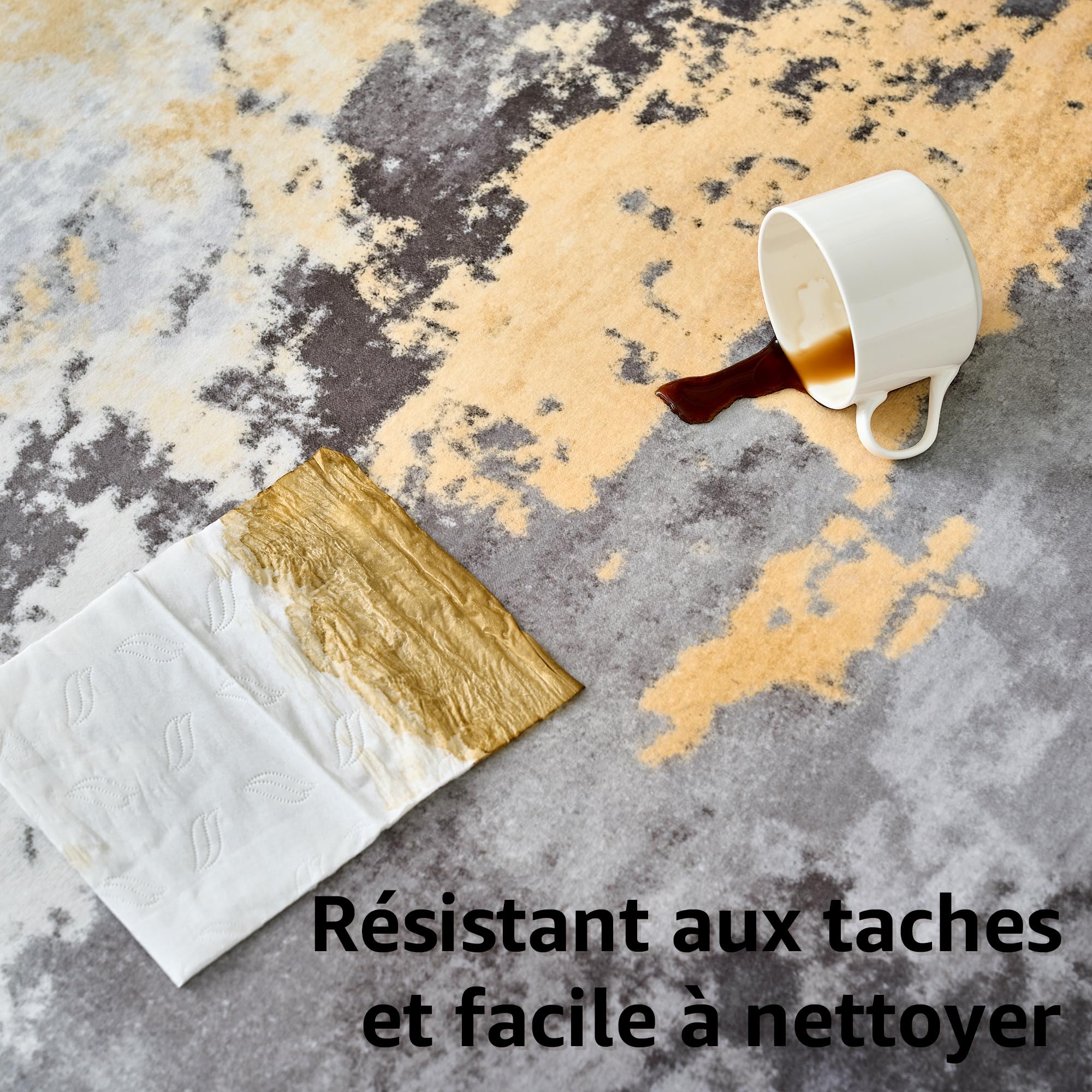 TOPICK Tapis de Salon Moelleux à Poils Courts 160x220 Motif Abstrait Gris | Antidérapant, Lavable en Machine, Fin, Pliable et Résistant, Facile à Entretenir, pour Salon et Chambre à Coucher