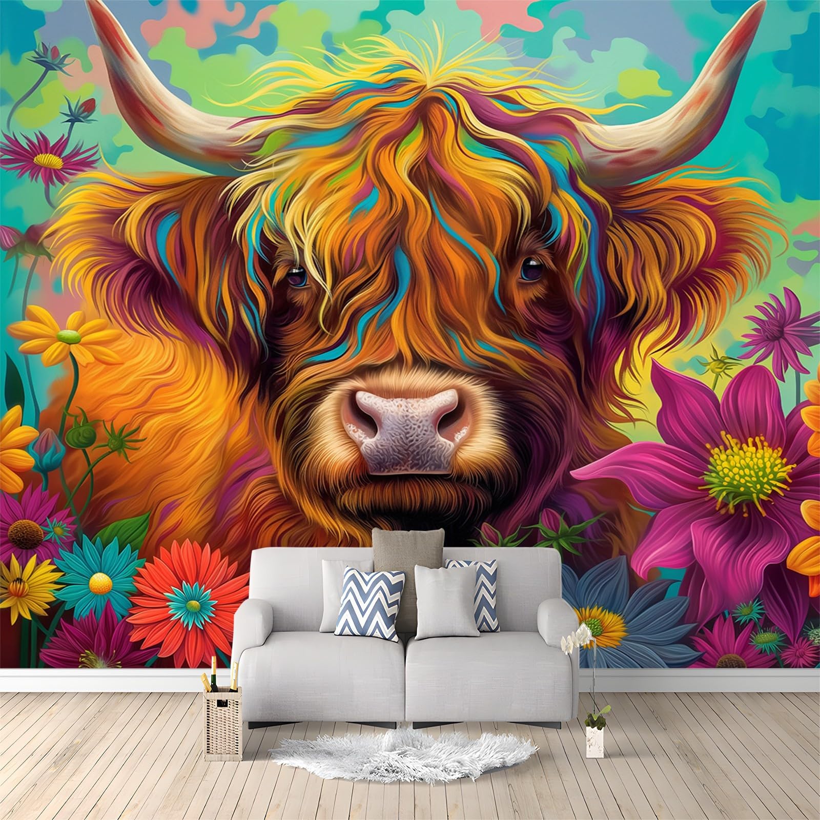 Generic Photo Wallpaper Animal Photography Highland Cows Murals, Light Wall Mural, 250 X 175 Cm (W X H), Living Room, Bedroom, Children's Room