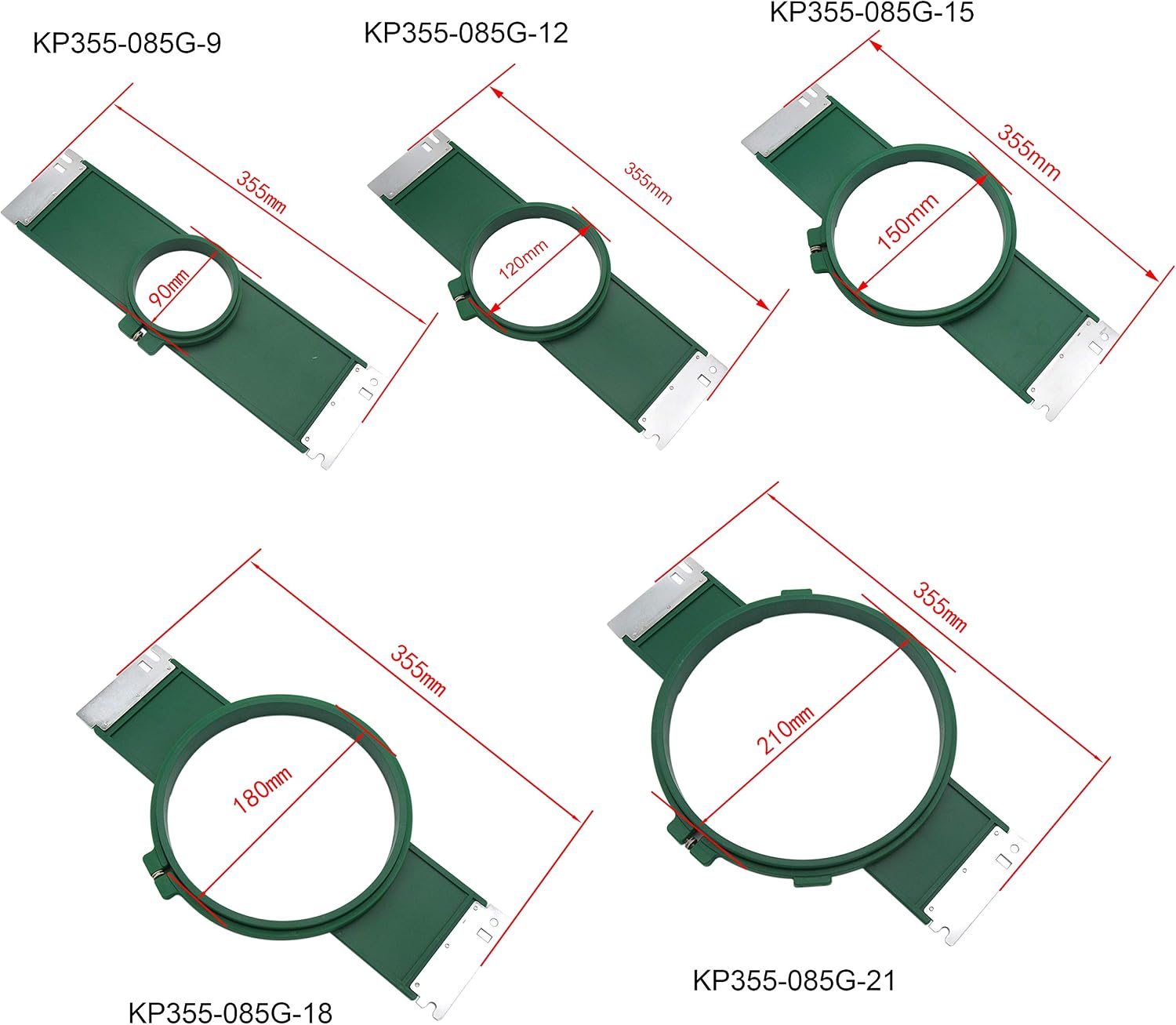 CKPSMS Brand - #KP-19062 5 Sizes Embroidery Hoop 9/12/15/18/21CM 355mm Wide (14") Compatible with/Replacement for Tajima Brand Toyota Brand Commercial Embroidery Machines (KP-19062)