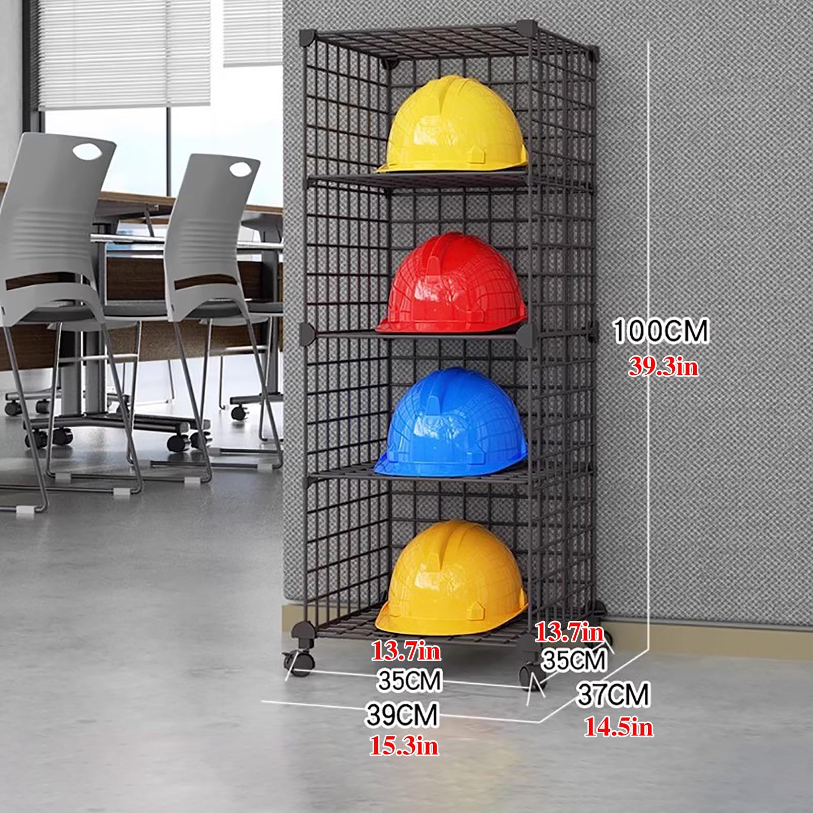 Casco Obra Soporte Móvil para Cascos de Obra, Soporte Apilable para Cascos de Motocicleta y Gorras de Seguridad, Soporte para Colocar Gorras de Béisbol.(Black,39x37x100cm)