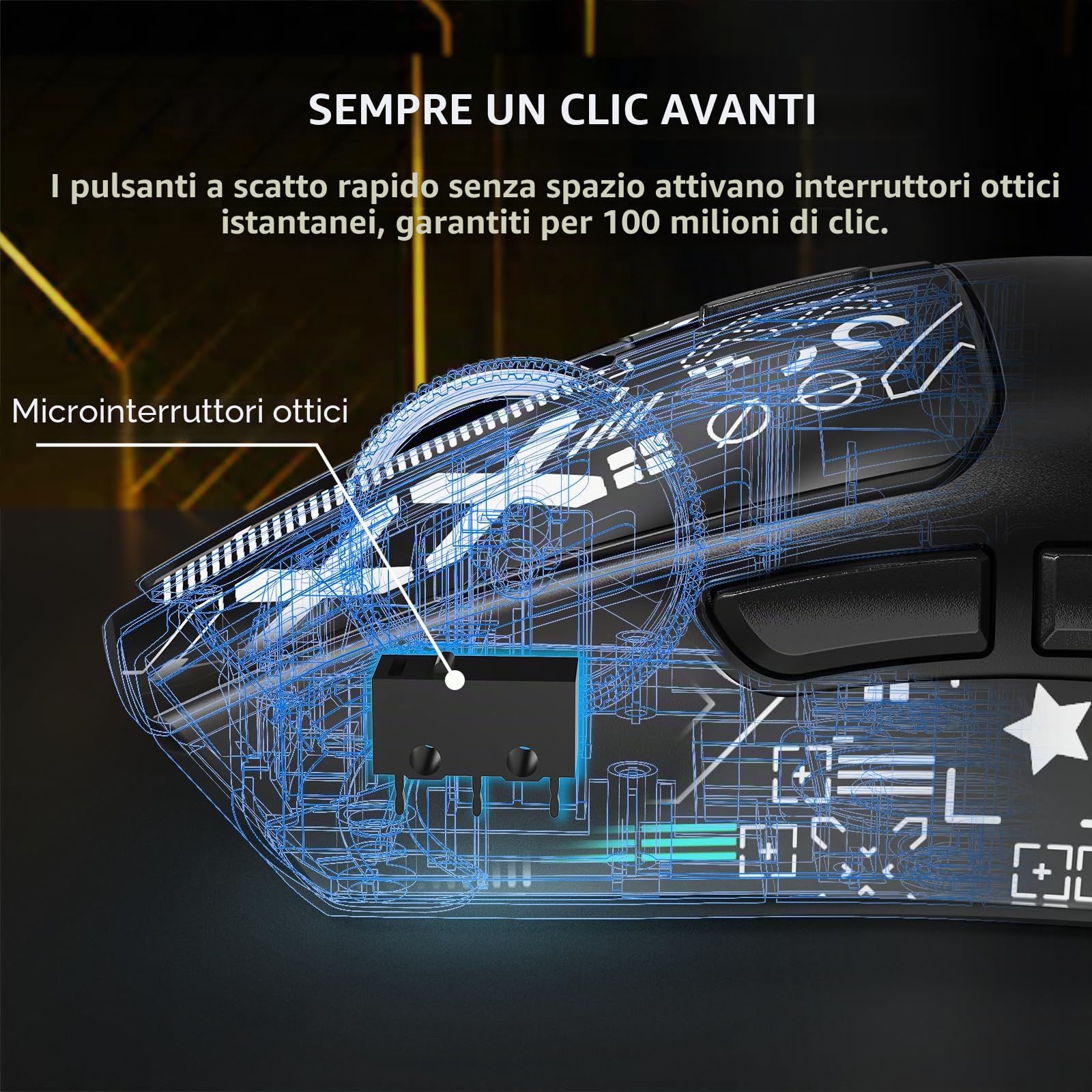 MAMBASNAKE Attack Shark X1 Mouse da Gioco 49g Leggero con Dock di Ricarica Touchpad, Sensor PAW3395 PRO 40K DPI, Mouse da Ufficio Wireless/Cablato BT/2.4G con Grip Tape per PC/Mac/Win11/PS - Nero