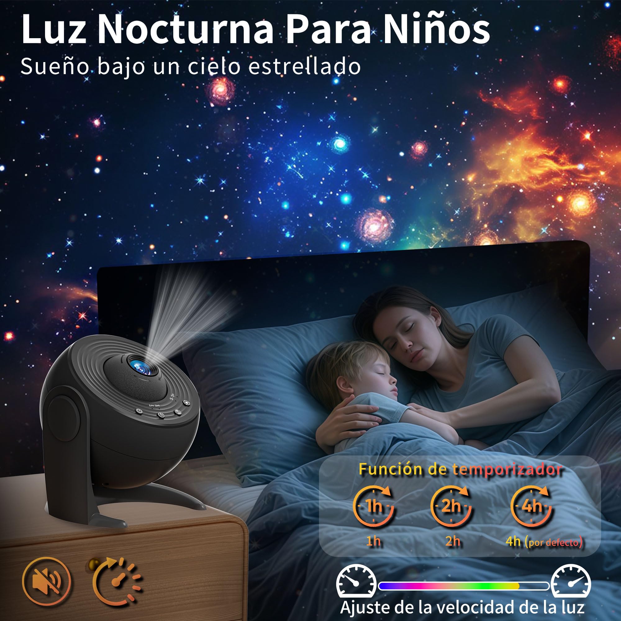 FlyLily Proyector De Galaxias Y Estrellas Real, Proyector Estrellas 13 En 1, Proyector De Galaxia con Temporizador, Lampara Proyector Infantil con RotacióN De 360° para NiñOs, Fiestas, Navidad, Negro