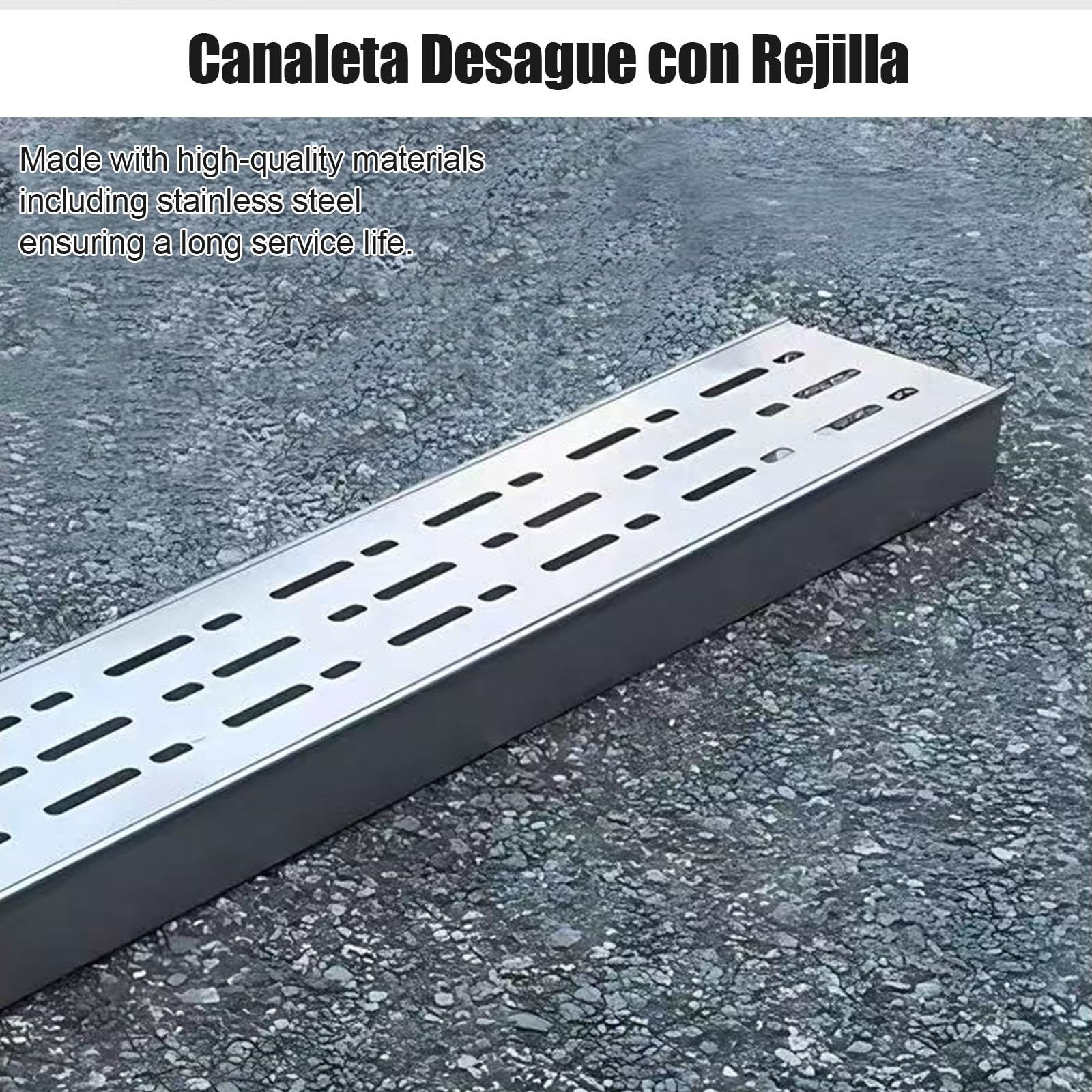 Canaleta de Ducha, Desague deDucha Rectangular de Acero Inoxidable con Tapa de Rejilla Extraíble y Filtro, Drenaje Rápido, Sumidero Ducha for Baño, Cocina, Balcón(H8*W5CM/H3.15*W1.96IN)