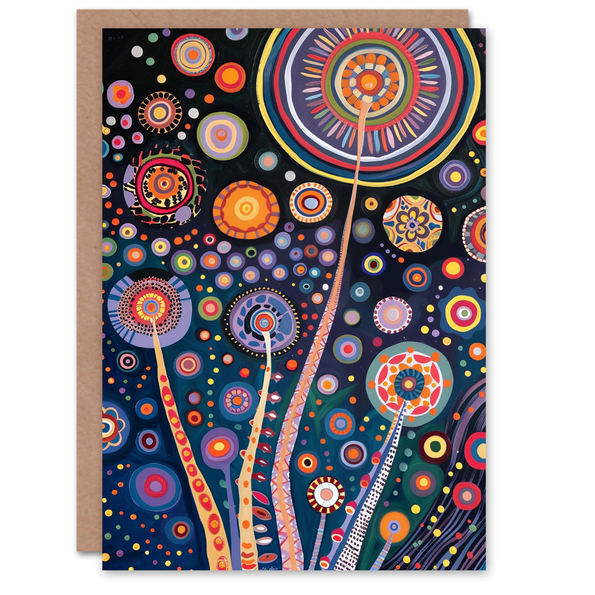 Artery8 Birthday Card Colourful Fireworks Mandala Abstract Fun For Her Gran Sister Niece Daughter Wife Woman Greeting Card
