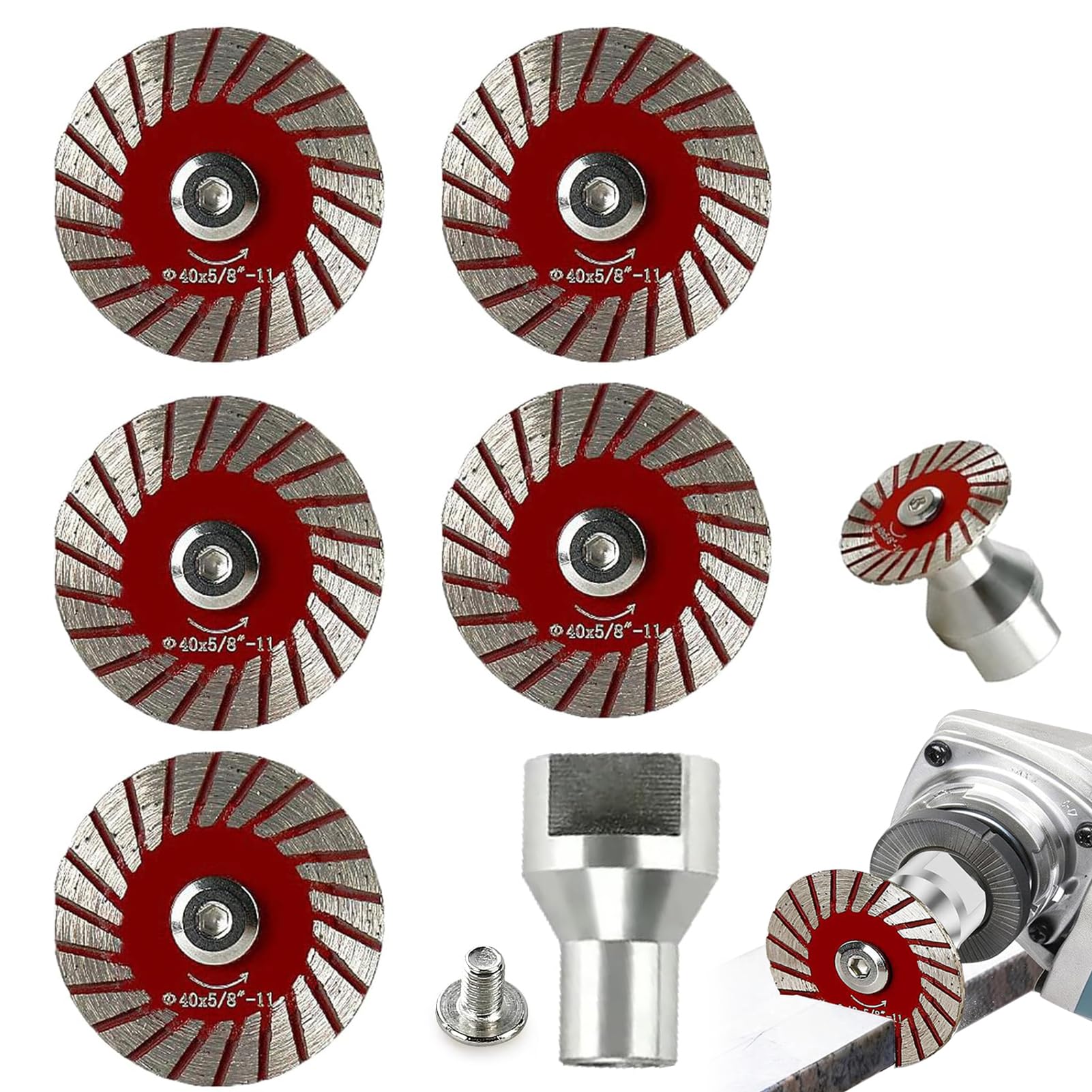 1.57" Diamond Saw Blades Set Precision Stone Cutting Made Easy, Diamond Multi-Purpose Saw Blades, Heavy Duty Angle Grinder Discs, Mini Diamond Saw Blades for Granite, Marble, Sandstone (1+5PCS)