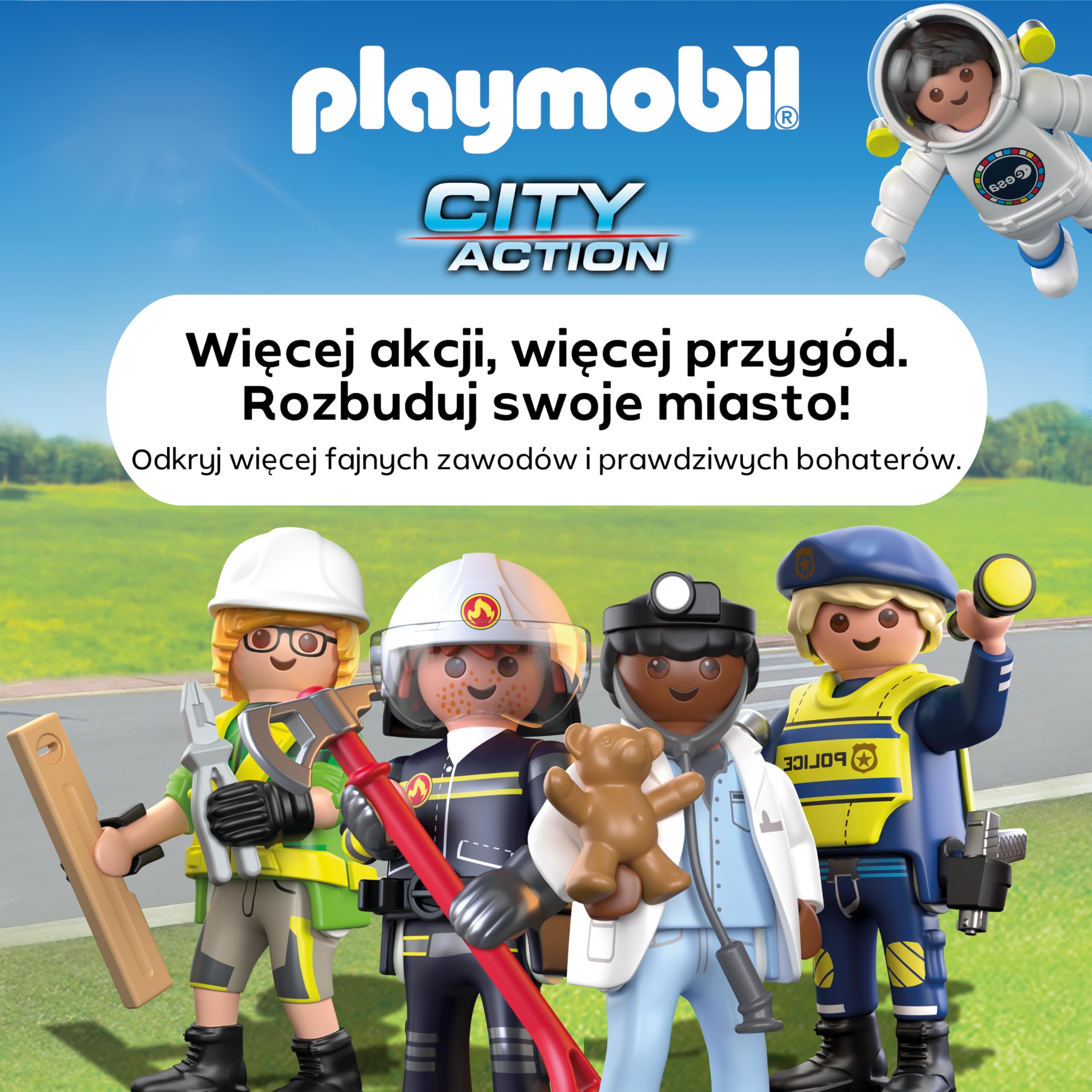 PLAYMOBIL Space ESA Mars Research Rocket | Modułowa rakieta z platformą startową i 2 astronautami | Wysokiej jakości zestaw zabawek kosmicznych | Dla dzieci w wieku od 4 lat | 72011