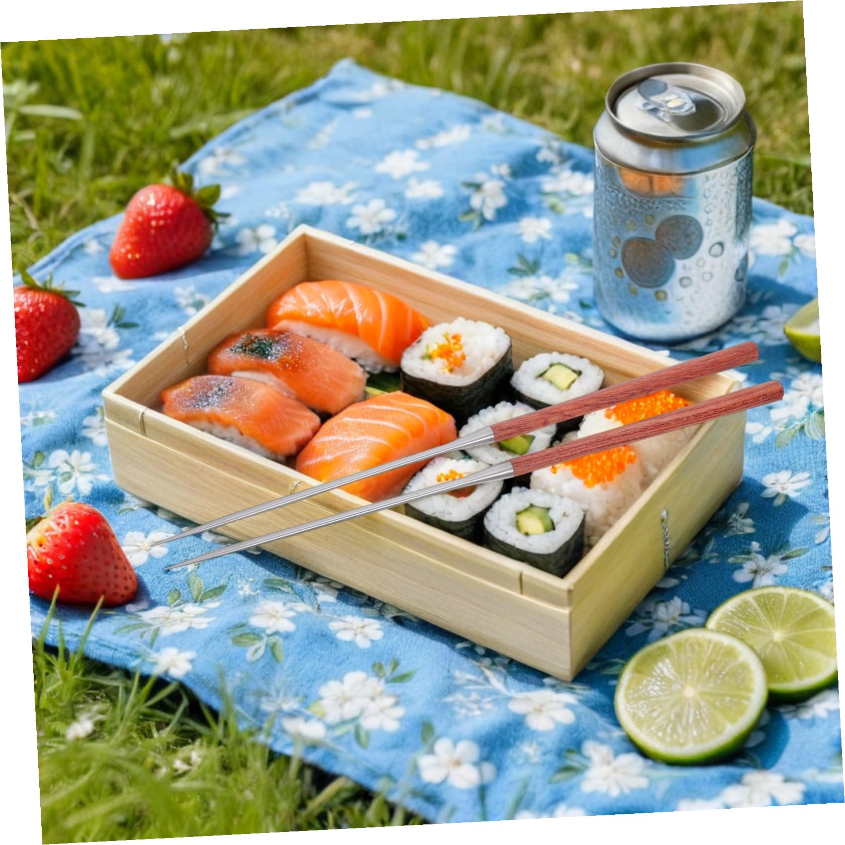Bacchette per Sushi in Acciaio Inossidabile Impugnatura in Legno, Punta Appuntita per Precisione, Leggere e Riutilizzabili, per Mangiare e Lavoro