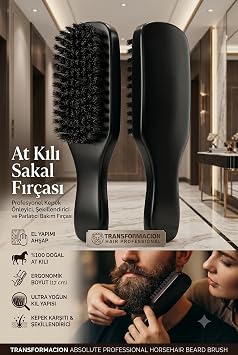 Profesyonel At Kılı Sakal Fırçası | El Yapımı Ahşap, Kepek Önleyici, Şekillendirici ve Parlatıcı Bakım Fırçası 720212