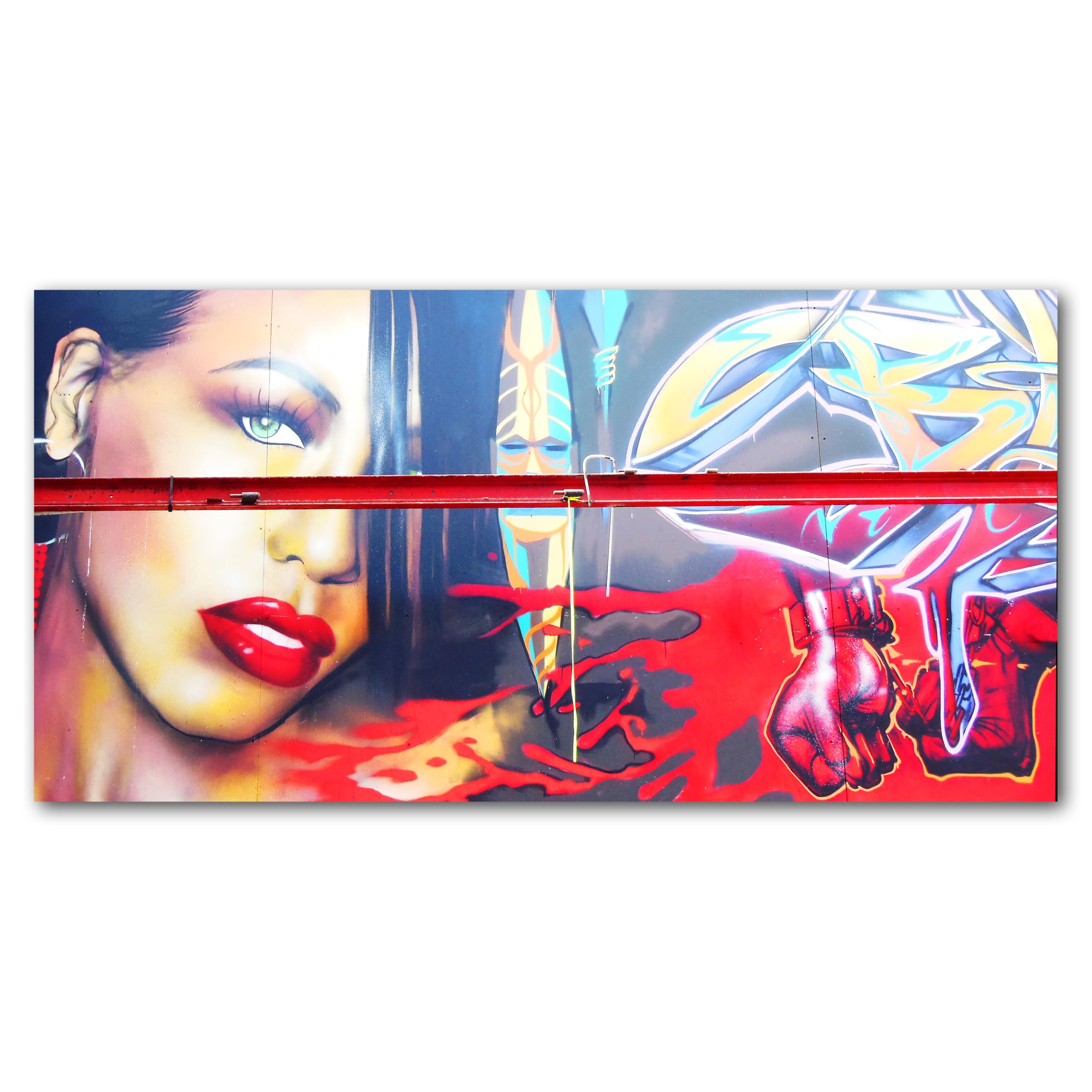 Glücksvilla - Graffiti 2 (Leinwand-Bild 2 cm, 160 x 80 cm) | div. Maße - aus DE - Kunstdruck Deko Wandbild quer - Paris Gemälde sprayen Kunst Mann Airbrush