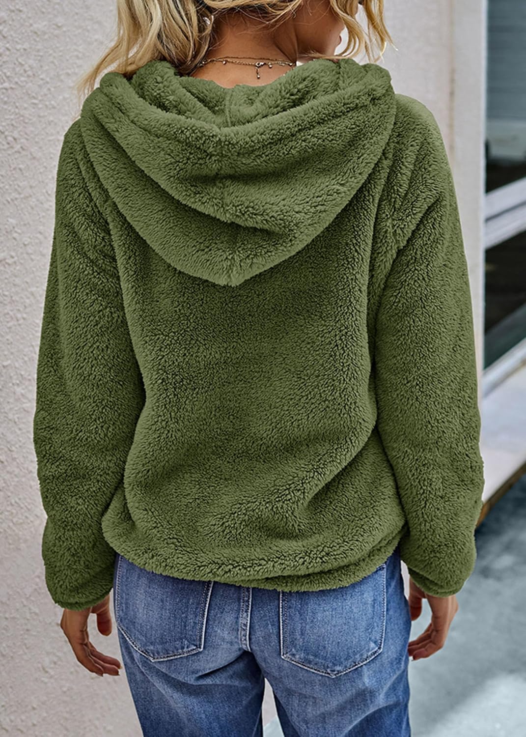 KIRUNDO Sherpa Pullover Womens Fuzzy Fleece Hoodies Sweatshirts 2026 Casual Long Sleeve Shaggy Winter Clothing With Pockets - Image 5