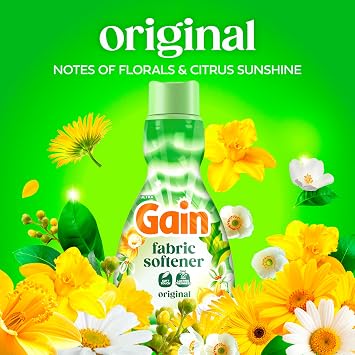 Gain, Liquid Laundry Fabric Softener, Laundry Conditioner, Long Lasting Scent, Softens, Freshness, Helps with Static & Wrinkles, Original Scent, 35 fl oz (Pack of 4) - Packaging May Vary