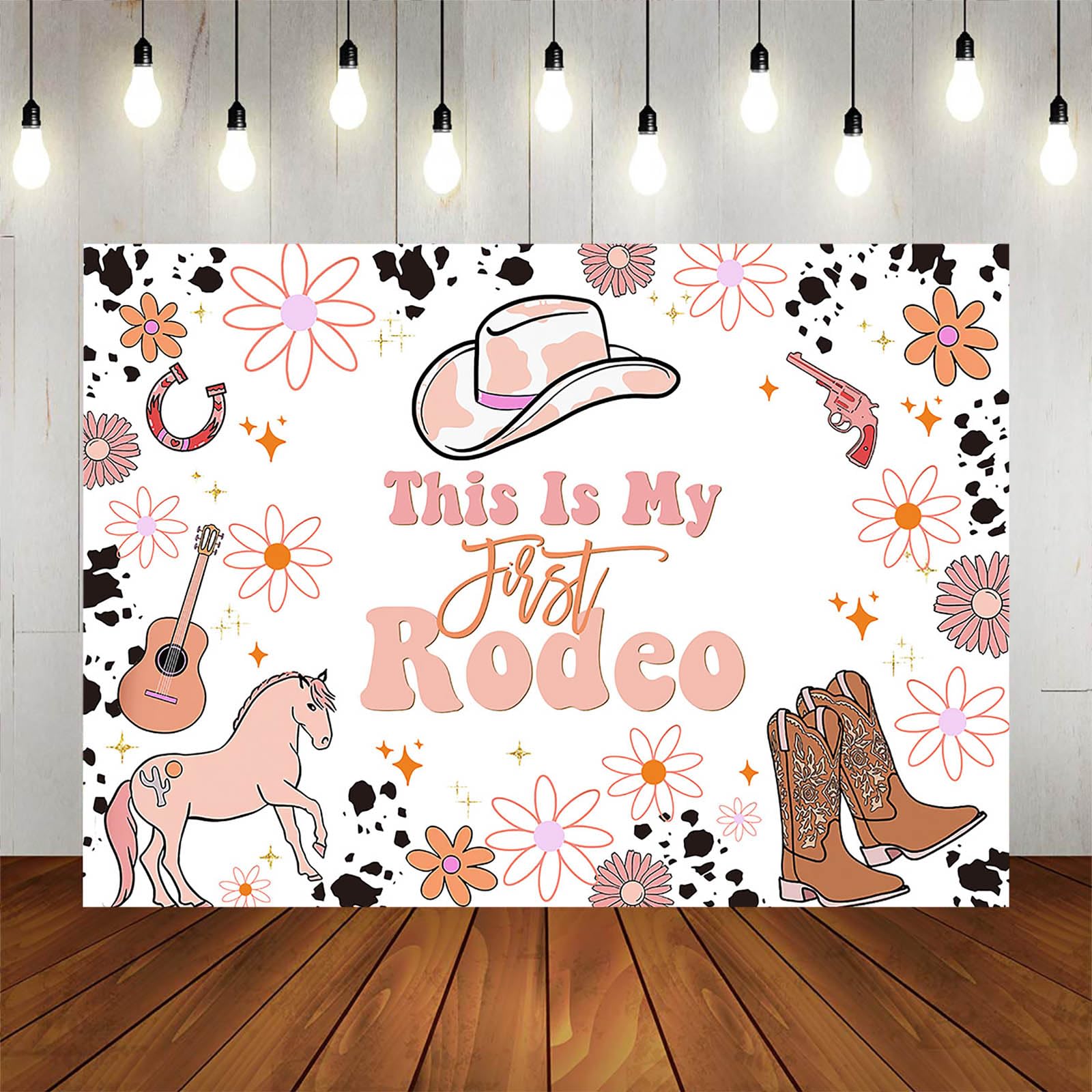 Disco-Cowgirl-Fotohintergrund Zum 1. Geburtstag – 1,5x0,9 M Wilder Westen Motto-Party-Deko