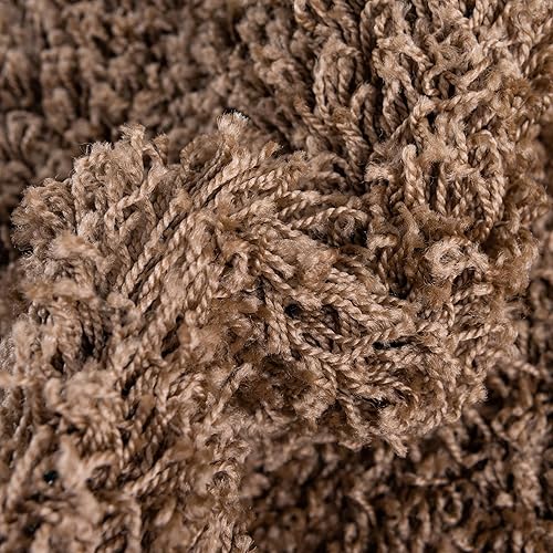 Miniatura 8 de Unique Loom - Alfombra de área de la colección Solid Shag (3 pies 3 pulgadas redonda, marrón arenoso)