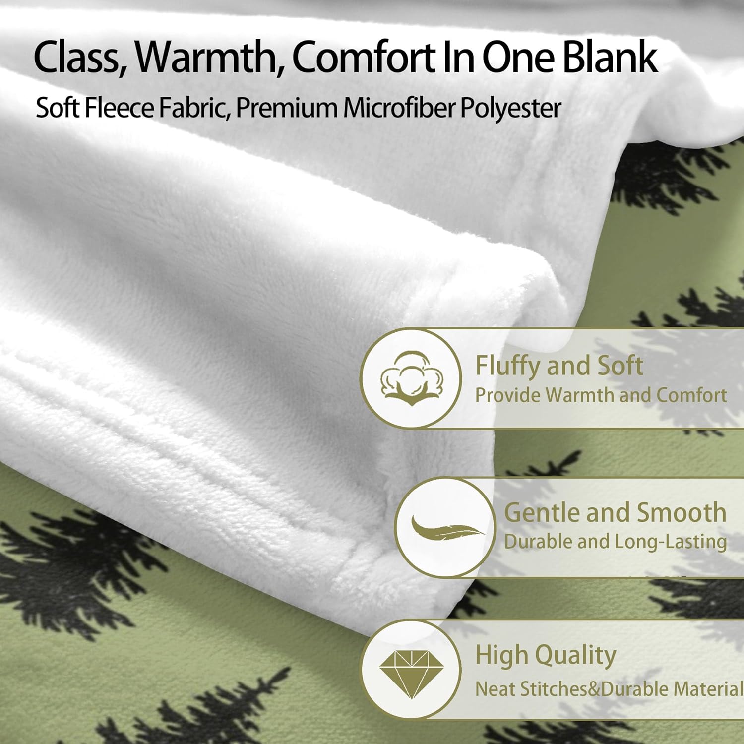 Christmas Tree Throw Blanket, Green Xmas Tree Design Lightweight Fuzzy Blanket Cozy Soft Warm Flannel Blankets for Couch Sofa Bed Living Room Home Decor Tree Lovers Gifts Ideas 50"X60" - Image 3