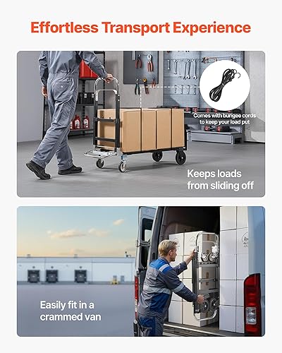 Miniatura 79 de VEVOR Folding Hand Truck and Dolly, 309 Lbs Capacity, Aluminum Foldable Cart, Heavy-Duty Luggage Trolley Cart with Telescoping Handle and PP+TPR